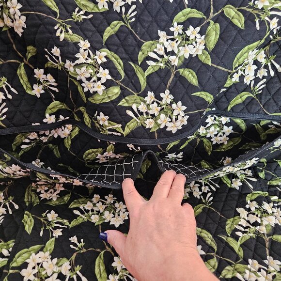 Vera Bradley Garment Bag Jasmine Floral Black White Green Retired 2003 Cottage - Picture 13 of 16